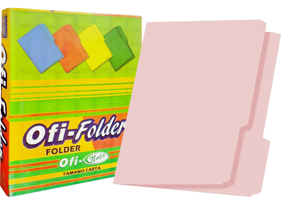 Folders Rosado Pastel 8.5" x11", 100 pcs - Ofi-Nota